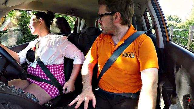 Busty curvy learner fucks to orgasm