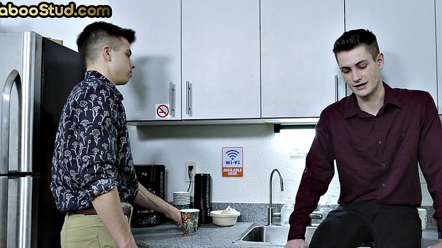 Kinky stepbrothers enjoy rimjob and bareback 3some