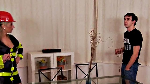 Uniform femdoms using strapon