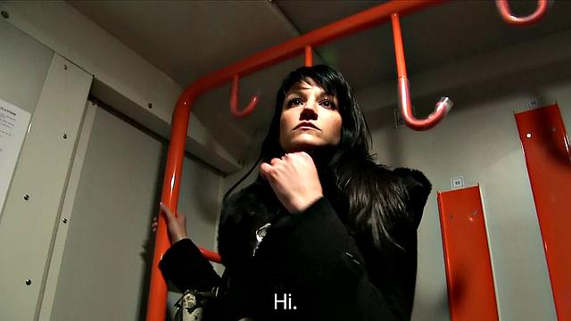 Raven-Haired Hottie Gets A Hot Cumshot On A Speeding Train