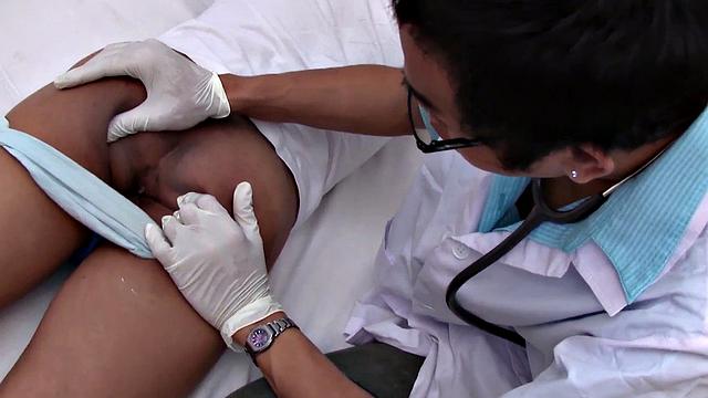 Asian twink asspounded by doctor in tight asshole