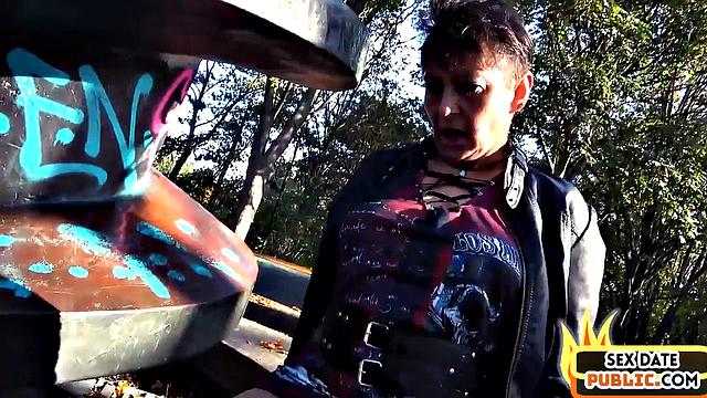 Public slut drilled by white cock in wet pussy