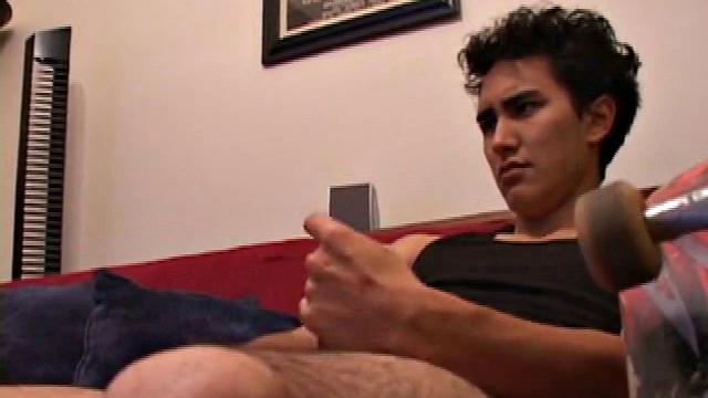 Emilio strokes his hard cock and shoots a big load into his hands