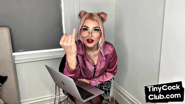 Classy Femdom mocking and laughing at small cock club pictures