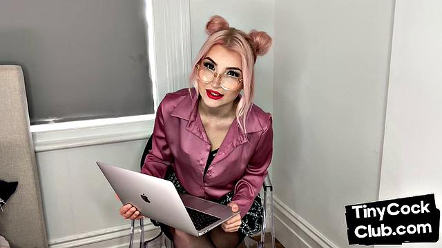 Classy Femdom mocking and laughing at small cock club pictures