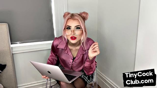 Classy Femdom mocking and laughing at small cock club pictures