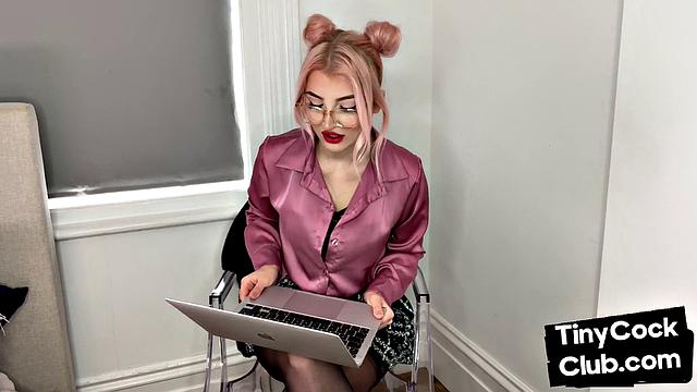 Classy Femdom mocking and laughing at small cock club pictures