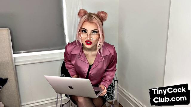 Classy Femdom mocking and laughing at small cock club pictures