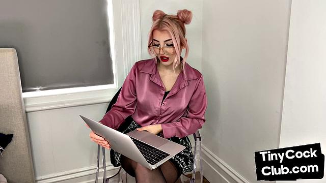 Classy Femdom mocking and laughing at small cock club pictures