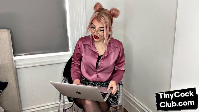 Classy Femdom mocking and laughing at small cock club pictures