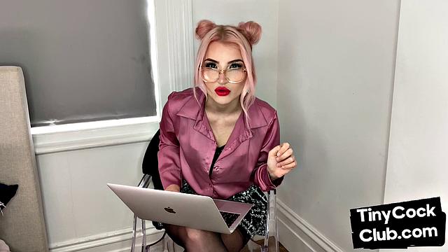 Classy Femdom mocking and laughing at small cock club pictures