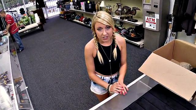 Kinky office babe gets her tight pussy pounded by BWC owner