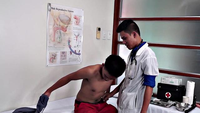 Real Asian twink sucks doctor cock in infirmary