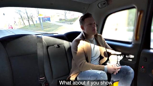 Pussylicked taxi babe in stockings by client