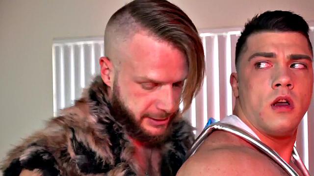 Pantyhose jock rimmed and fucked in cosplay anal