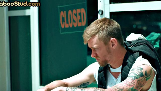 Tattooed stepbrother fucks weird stud in the asshole until cum