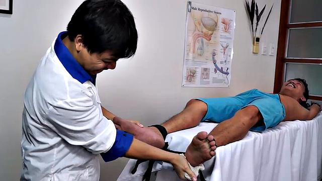 Jude has come to the Laughing Asians tickle clinic simply because he's so ticklish.