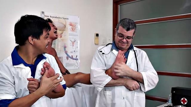 Jude has come to the Laughing Asians tickle clinic simply because he's so ticklish.