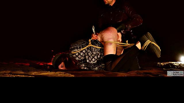 Anal training and paddling for bound virgin