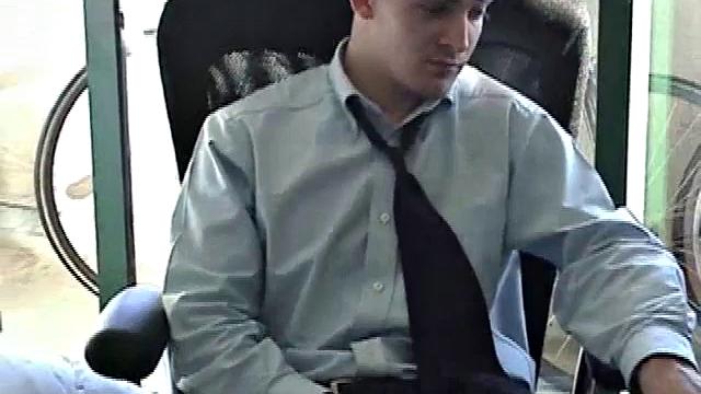 Returning home from work, Darrell starts some porn on his computer. He works up a bulge in his pants, before exposing his huge dick. After the shirt comes off, we see an awesome gym build on this straight boy.