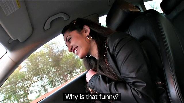 Shy chick with car is hungry for stranger's hard cock & gets pounded doggystyle outdoors