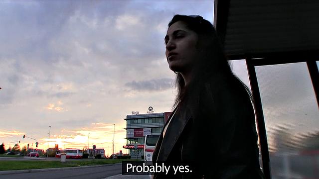 Shy chick with car is hungry for stranger's hard cock & gets pounded doggystyle outdoors