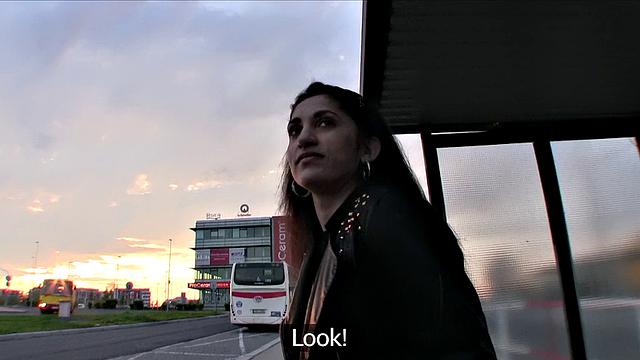 Shy chick with car is hungry for stranger's hard cock & gets pounded doggystyle outdoors