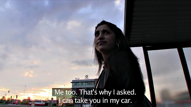 Shy chick with car is hungry for stranger's hard cock & gets pounded doggystyle outdoors