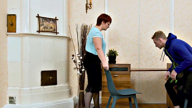 TUTOR4K. Attractive tutor with red hair drilled hard by disciple