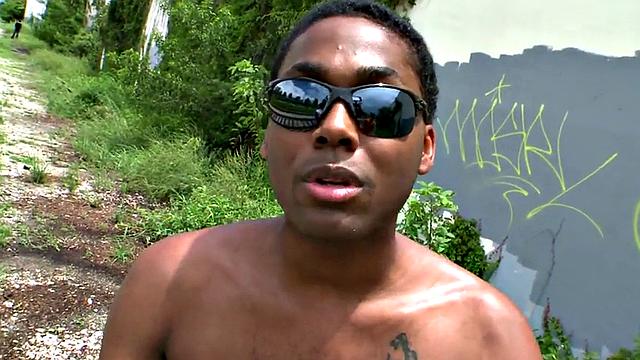 Muscular ebony pornstar gets her tight asshole drilled by white dude with glasses