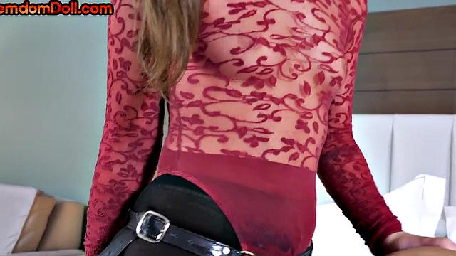 CFNM domina in high heel boots pegs strapon addict