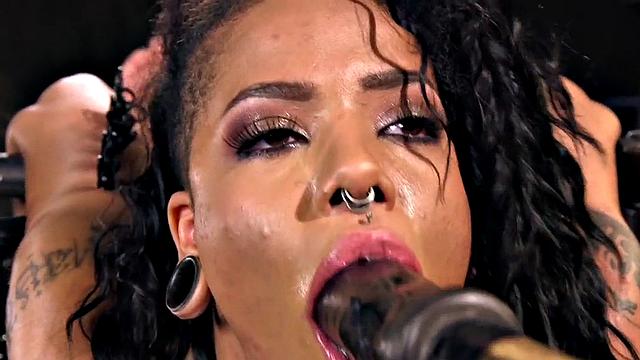 Trapped ebony fucked hard in pussy by weird guy