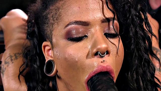 Trapped ebony fucked hard in pussy by weird guy