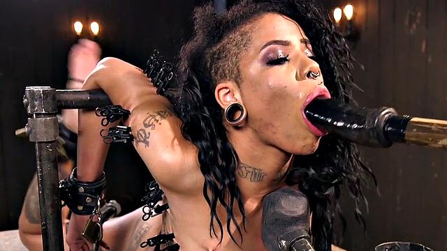 Trapped ebony fucked hard in pussy by weird guy