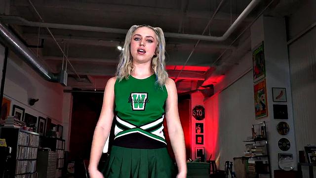 21yo cheerleader wanking and rubbing BF's oiled cock