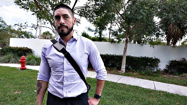 Tattooed picked up guy fucks gay ass in public outdoor van