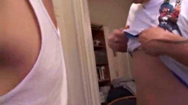 Chris Javin stops by and starts foreplay with Brennan Stark. The dicks come out and te two exchange blowjobs. Then Chris dons a condom and fucks Brennan's ass.