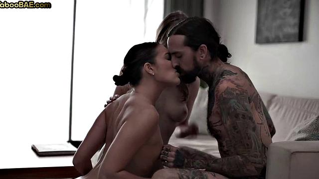 Voyeur guy enjoys lesbian show with his wife