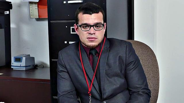 Kinky boss with tattoos fucks hairy ass of his employee in office 3some