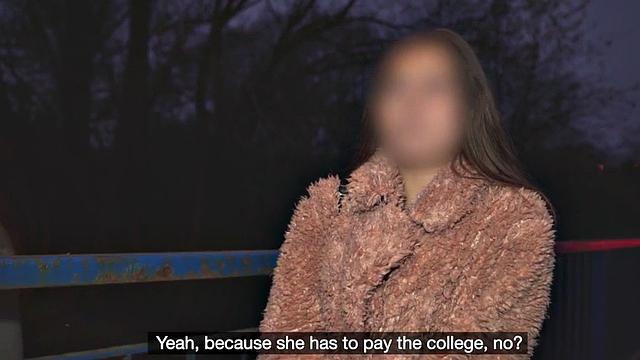 Fake priest bangs face-hiding babe in public van outdoors