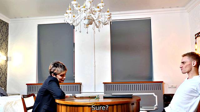 TUTOR4K. Mature tutor teaches student about sex