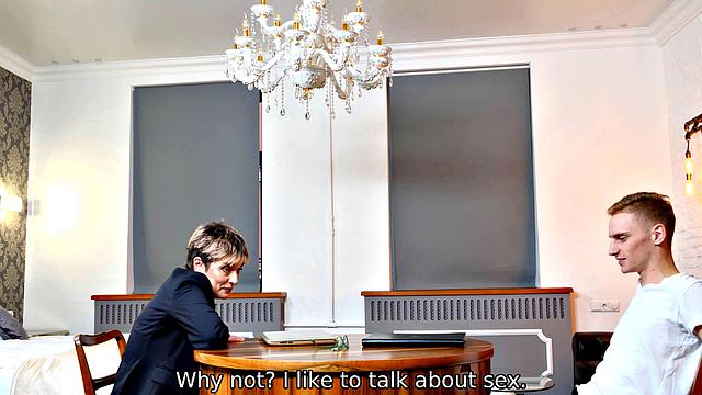 TUTOR4K. Mature tutor teaches student about sex