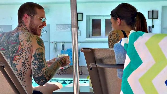 Genderfluid person pegged with strapon