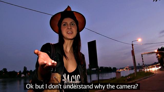 Naughty witch bends over for cash & takes a deep throat pounding in the wild