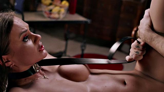 A busty babe dominate and suck and jerk in a sensual session with kissing and fingering