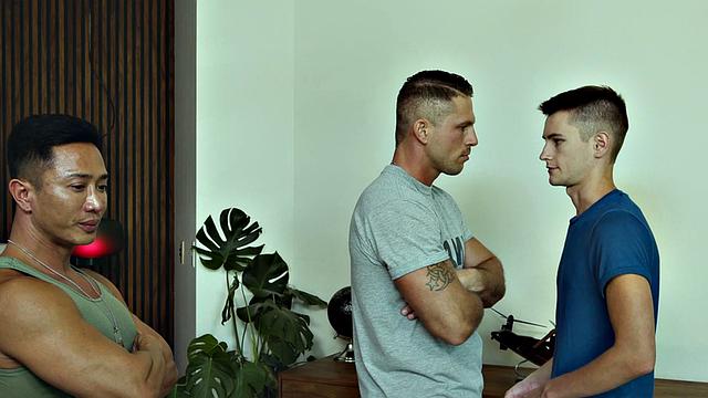 New Recruit Takes Pounding By 2 Army Vets in Bareback Threesome - DisruptiveFilms