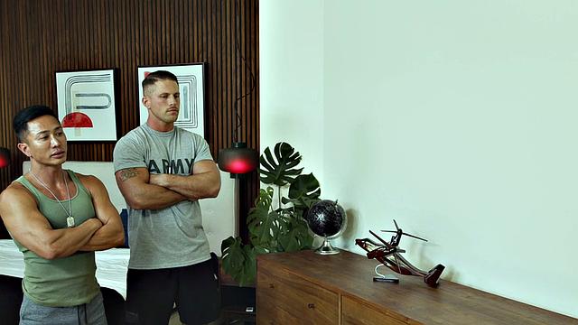 New Recruit Takes Pounding By 2 Army Vets in Bareback Threesome - DisruptiveFilms