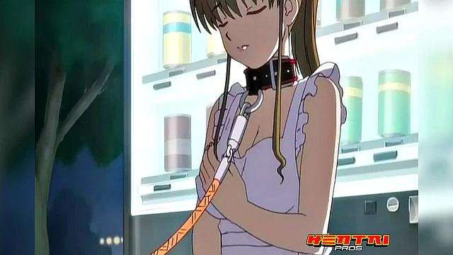 Грудная служанка в ошейнике готова на всё для хозяина, даже банан не стала жалеть - а прогулка по парку только начало шоу.