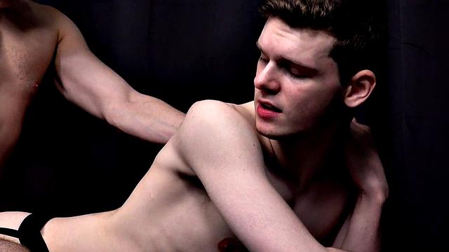 Twink in jockstrap rimmed n fucked by rimjob stud