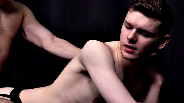 Twink in jockstrap rimmed n fucked by rimjob stud